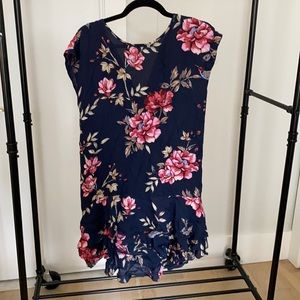 Blue silk Joie floral dress